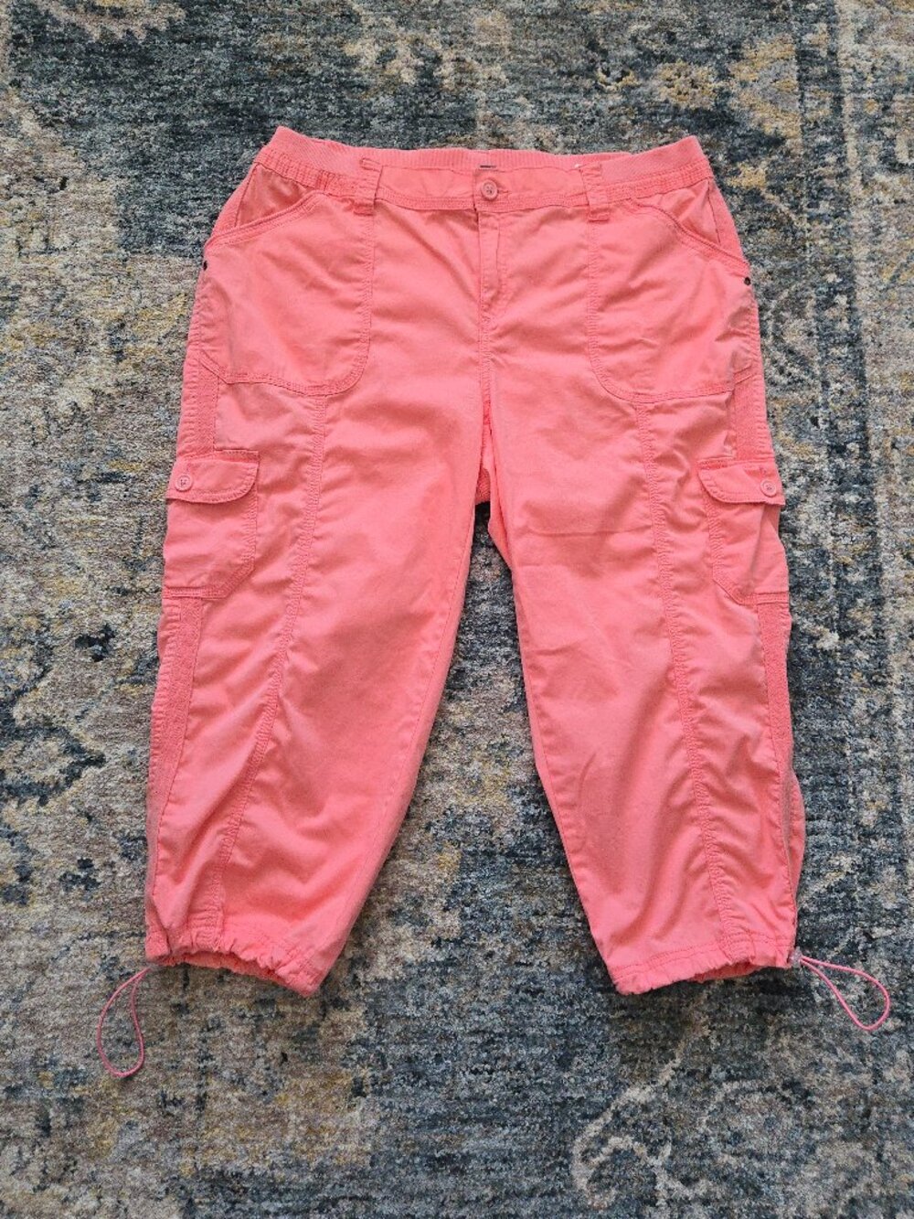 Coral Capri Cargo Pants
